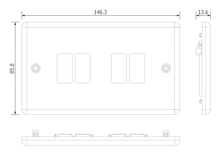 BG GridLite MMC4 Metal Clad 4G Grid Front Plate