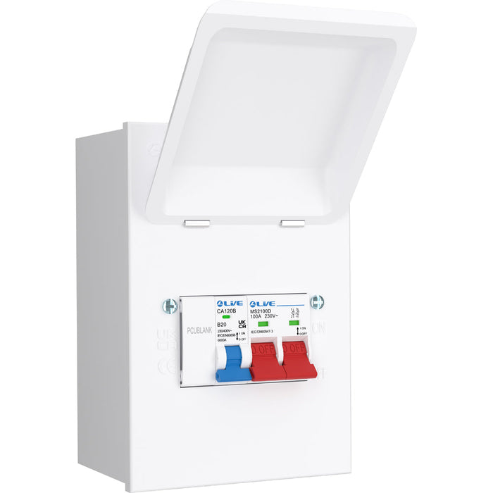 LIVE Electrical MMGUMS20 4 Way IP40 Metal Mini Garage Unit with 100A Main Switch, B20A MCB