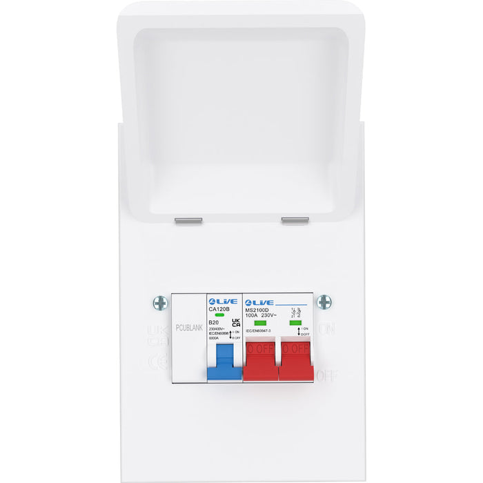 LIVE Electrical MMGUMS20 4 Way IP40 Metal Mini Garage Unit with 100A Main Switch, B20A MCB