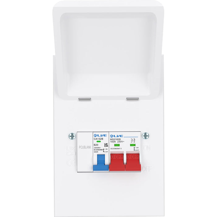 LIVE Electrical MMGUMS32 4 Way IP40 Metal Mini Garage Unit with 100A Main Switch, B32A MCB