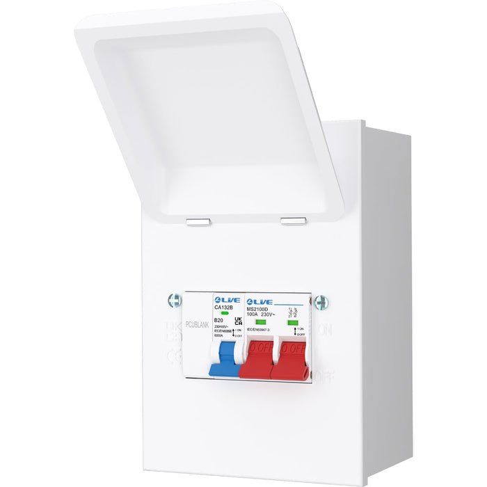 LIVE Electrical MMGUMS32 4 Way IP40 Metal Mini Garage Unit with 100A Main Switch, B32A MCB