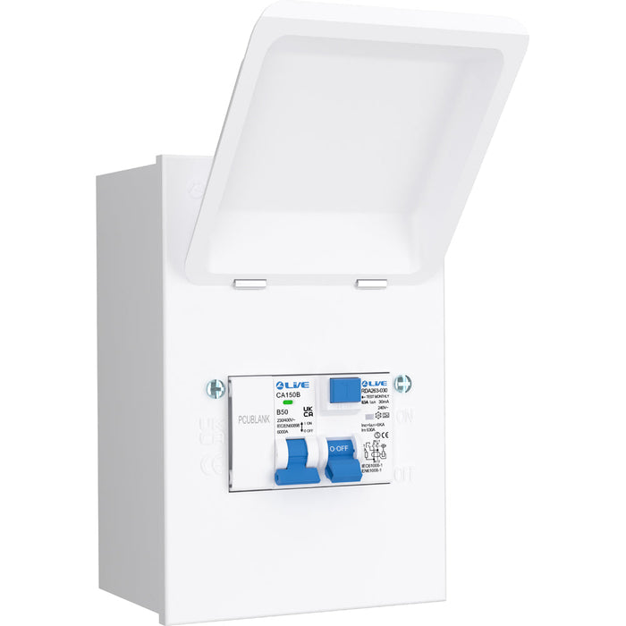 LIVE Electrical MMSU6350 4 Way IP40 Metal Mini Shower Unit with 63A 30mA Type A RCD, B50A MCB