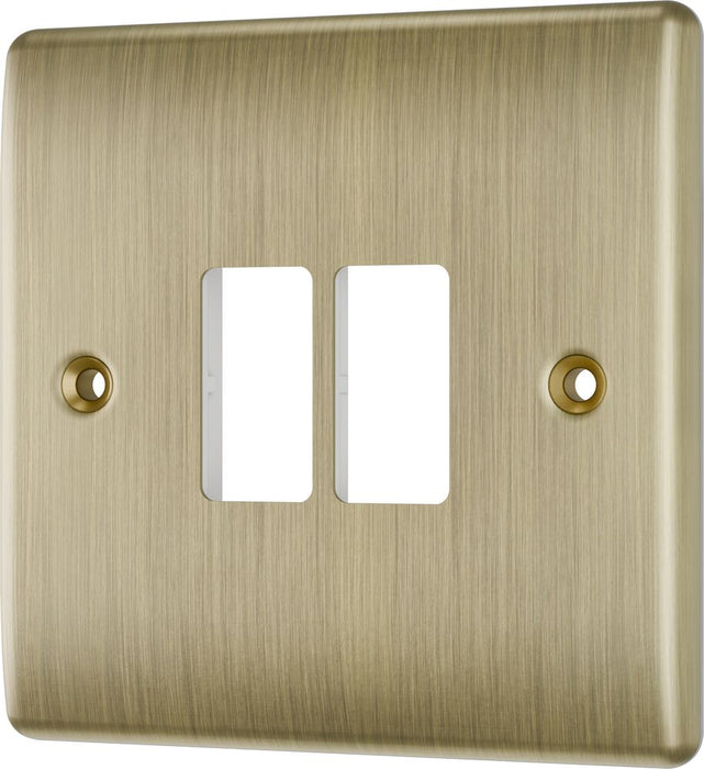 BG GridLite MNAB2 Nexus Metal 2G Grid Front Plate - Antique Brass