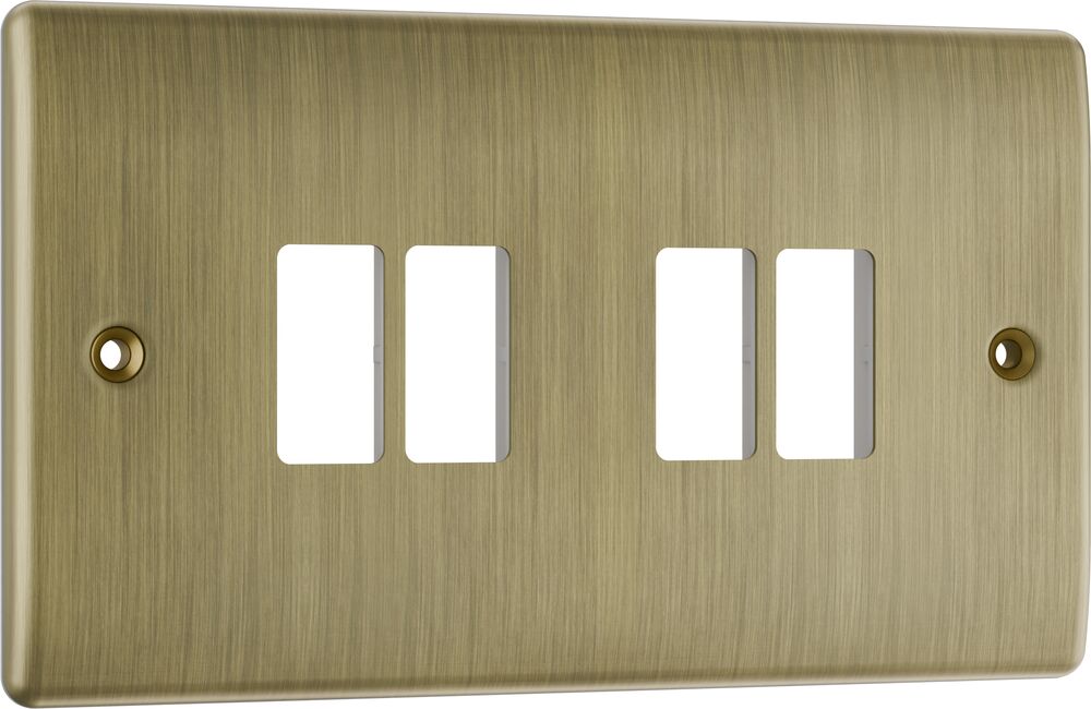 BG GridLite MNAB4 Nexus Metal 4G Grid Front Plate - Antique Brass