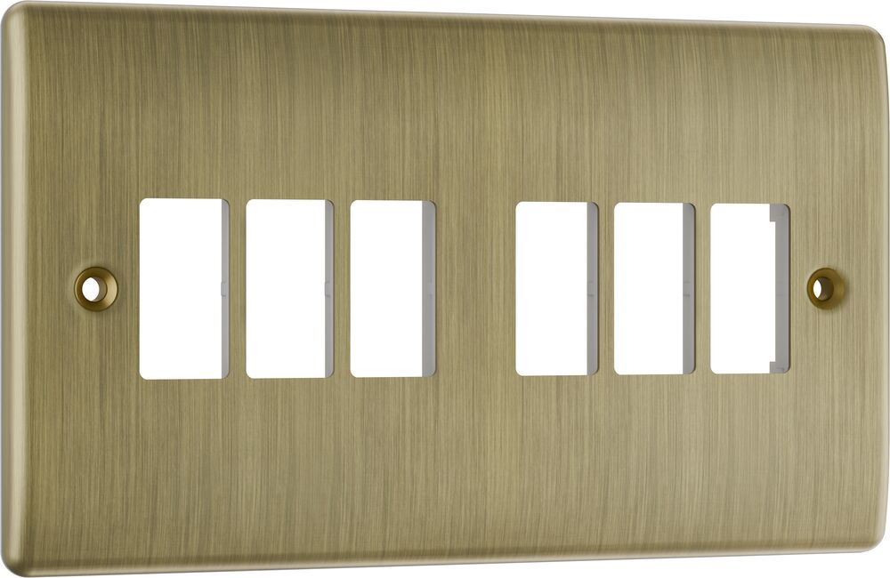 BG GridLite MNAB6 Nexus Metal 6G Grid Front Plate - Antique Brass