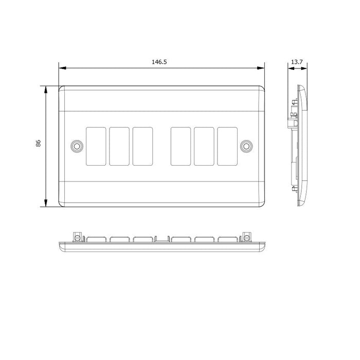BG GridLite MNBN6 Nexus Metal 6G Grid Front Plate - Black Nickel