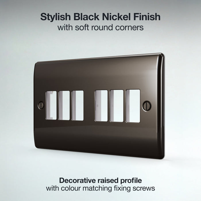 BG GridLite MNBN6 Nexus Metal 6G Grid Front Plate - Black Nickel