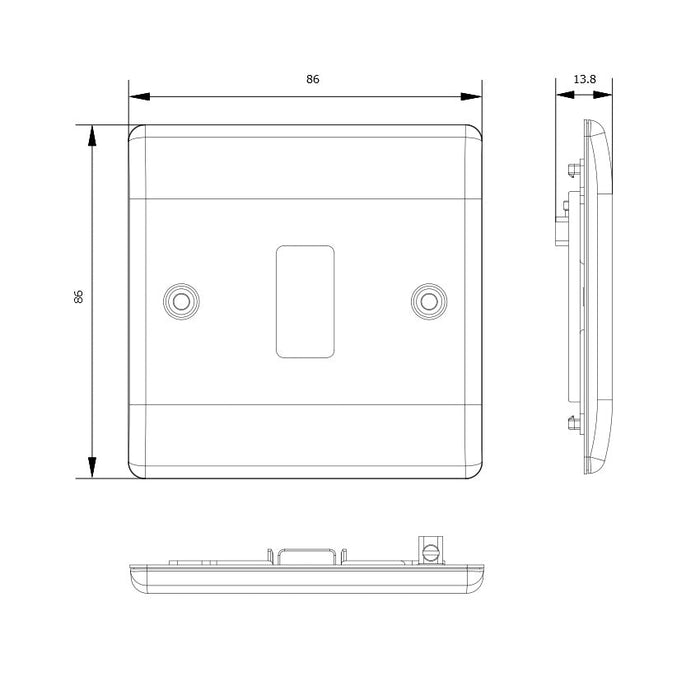 BG GridLite MNBS1 Nexus Metal 1G Grid Front Plate - Brushed Steel