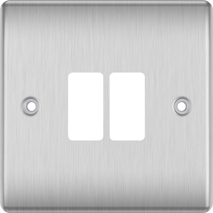 BG GridLite MNBS2 Nexus Metal 2G Grid Front Plate - Brushed Steel