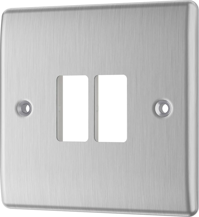 BG GridLite MNBS2 Nexus Metal 2G Grid Front Plate - Brushed Steel