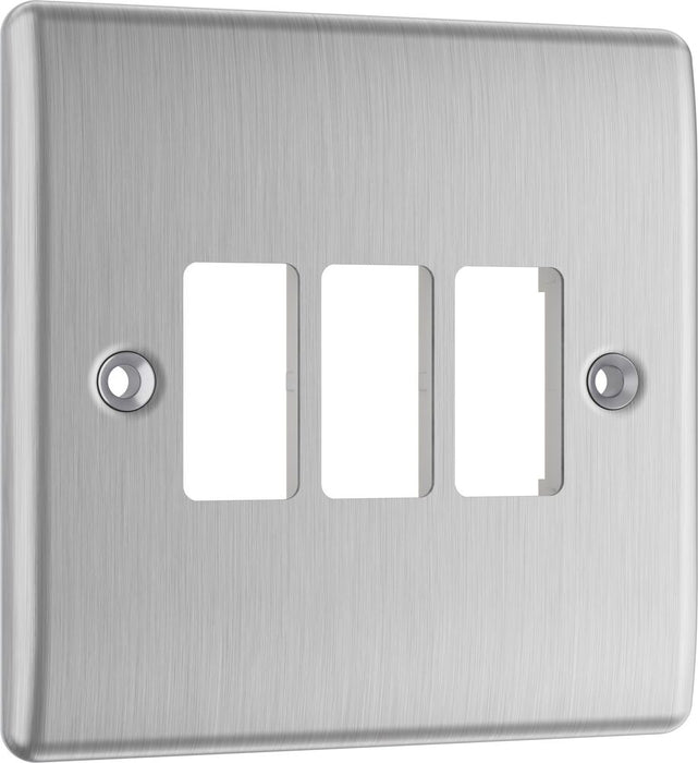 BG GridLite MNBS3 Nexus Metal 3G Grid Front Plate - Brushed Steel