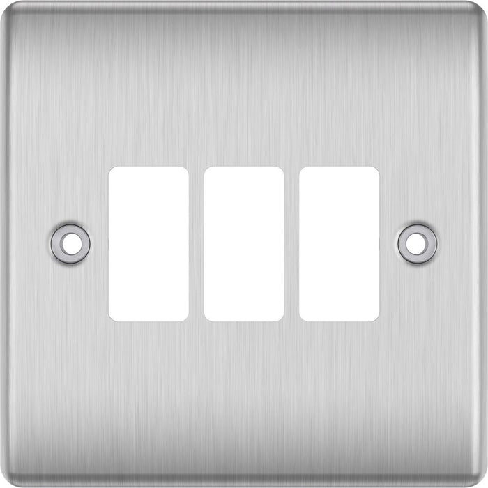 BG GridLite MNBS3 Nexus Metal 3G Grid Front Plate - Brushed Steel