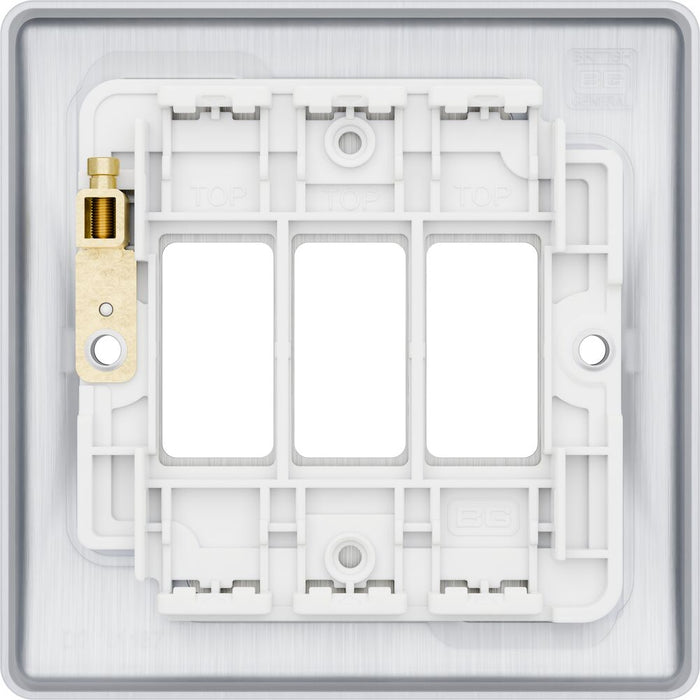 BG GridLite MNBS3 Nexus Metal 3G Grid Front Plate - Brushed Steel