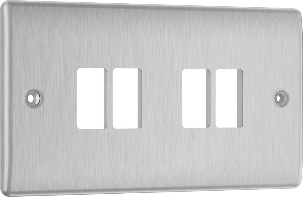 BG GridLite MNBS4 Nexus Metal 4G Grid Front Plate - Brushed Steel