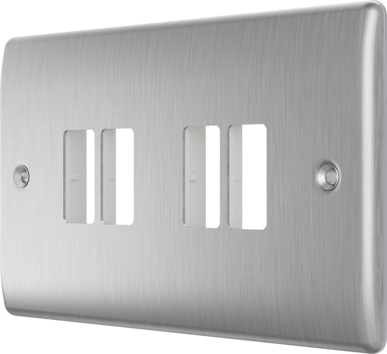 BG GridLite MNBS4 Nexus Metal 4G Grid Front Plate - Brushed Steel