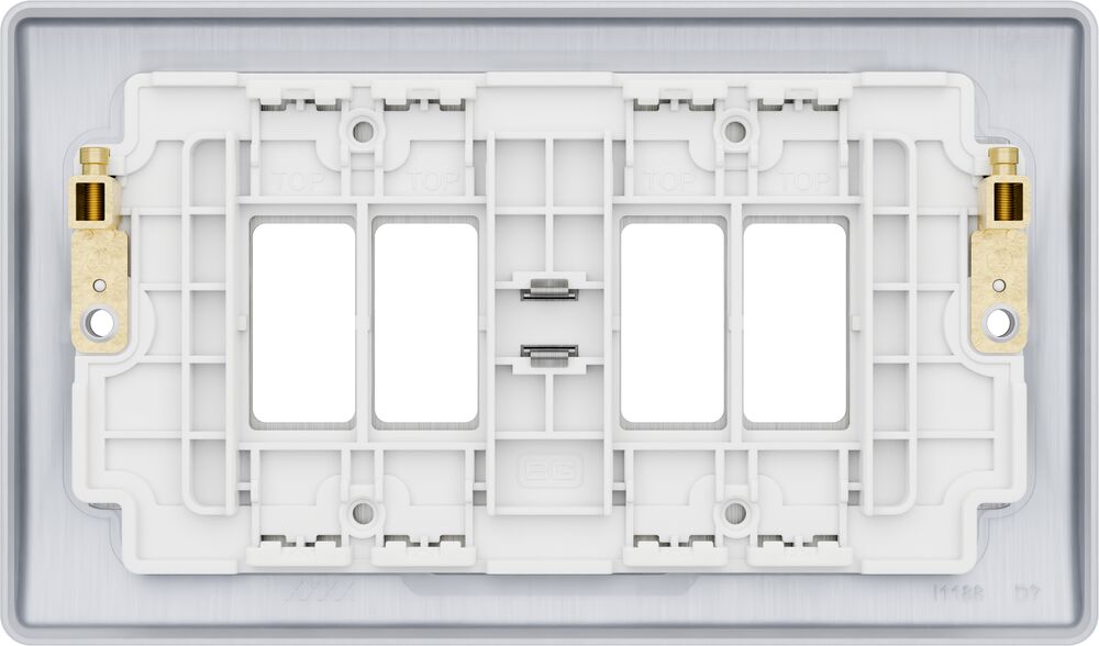 BG GridLite MNBS4 Nexus Metal 4G Grid Front Plate - Brushed Steel