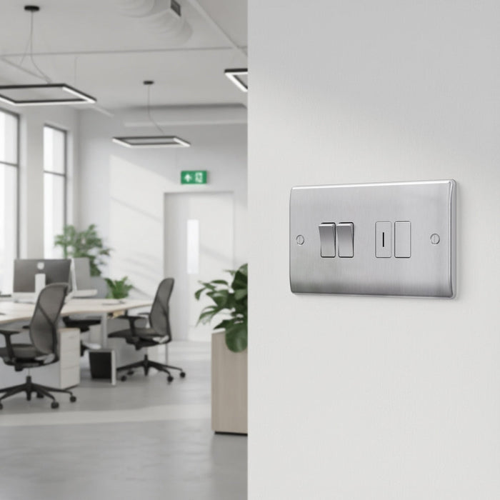 BG GridLite MNBS4 Nexus Metal 4G Grid Front Plate - Brushed Steel