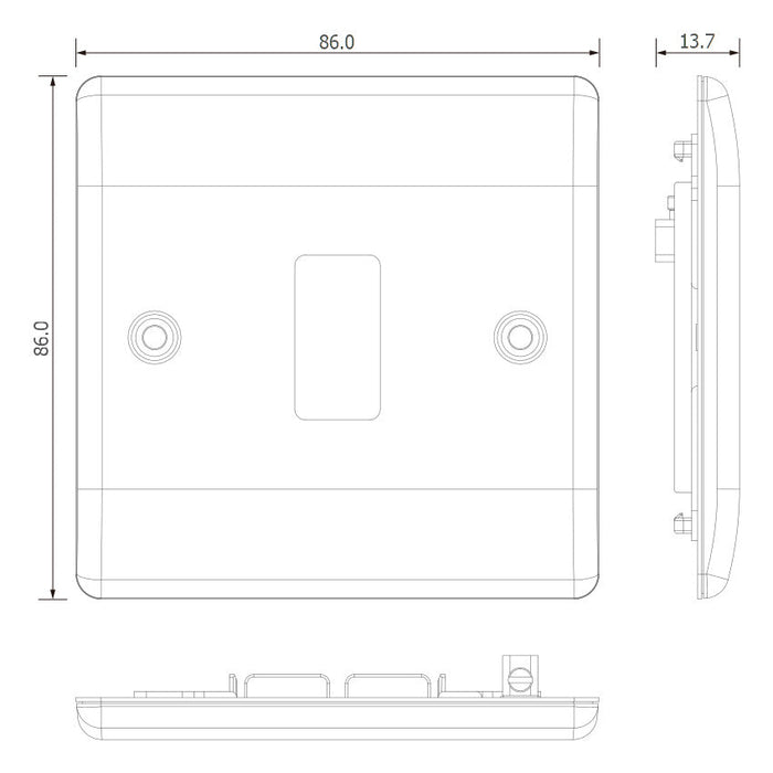 BG GridLite MNFB1 Nexus Metal 1G Grid Front Plate - Matt Black