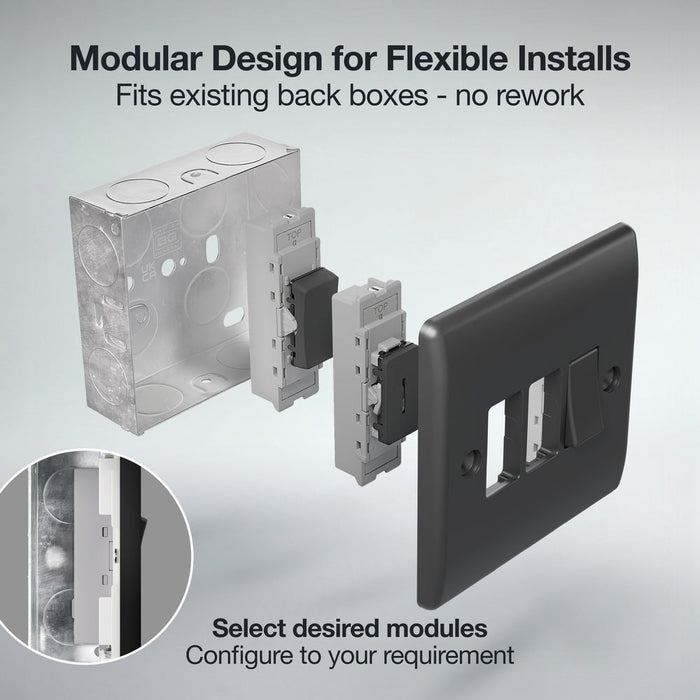 BG GridLite MNFB2 Nexus Metal 2G Grid Front Plate - Matt Black