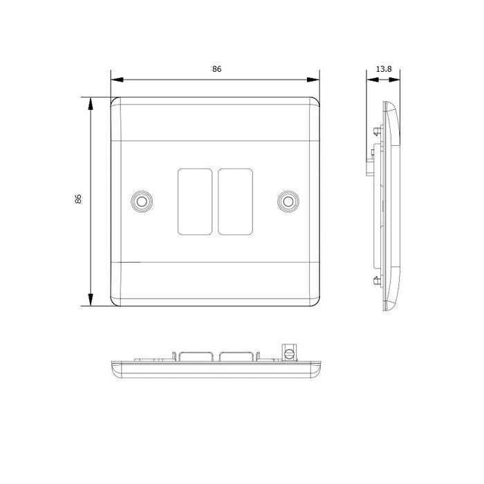 BG GridLite MNFB2 Nexus Metal 2G Grid Front Plate - Matt Black