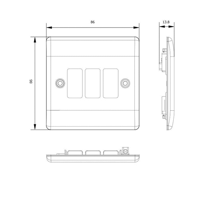 BG GridLite MNFB3 Nexus Metal 3G Grid Front Plate - Matt Black