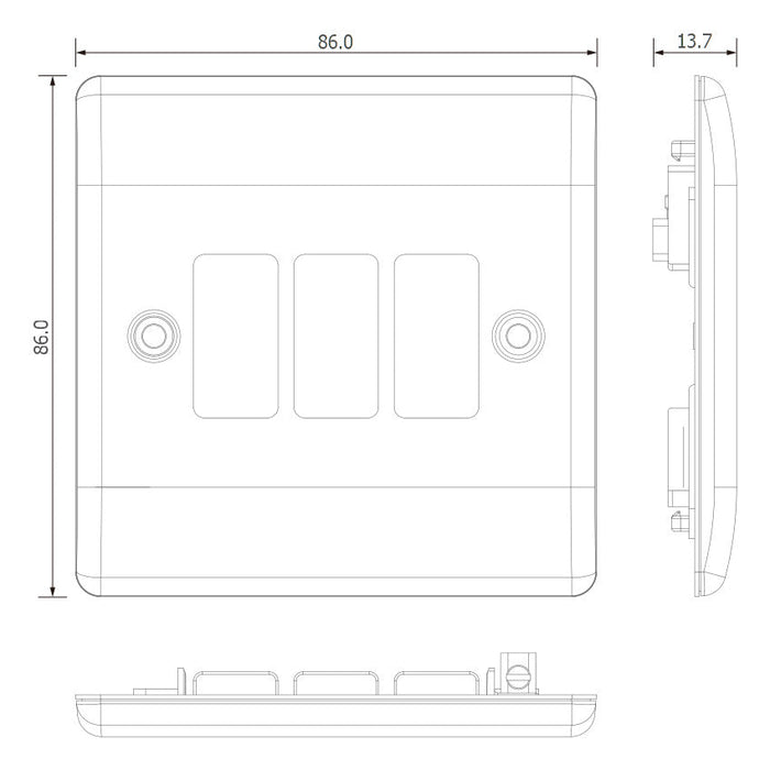BG GridLite MNFB3 Nexus Metal 3G Grid Front Plate - Matt Black