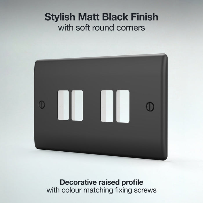 BG GridLite MNFB4 Nexus Metal 4G Grid Front Plate - Matt Black