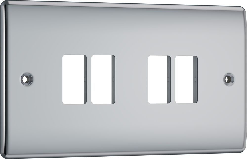 BG GridLite MNPC4 Nexus Metal 4G Grid Front Plate - Polished Chrome