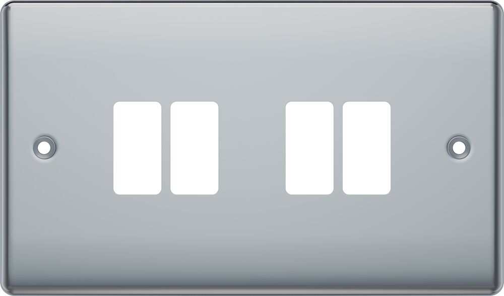 BG GridLite MNPC4 Nexus Metal 4G Grid Front Plate - Polished Chrome