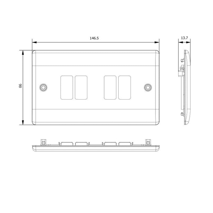 BG GridLite MNPC4 Nexus Metal 4G Grid Front Plate - Polished Chrome