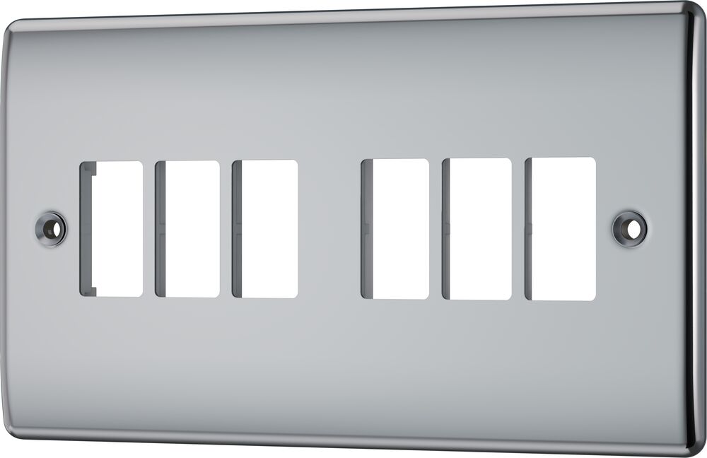 BG GridLite MNPC6 Nexus Metal 6G Grid Front Plate - Polished Chrome
