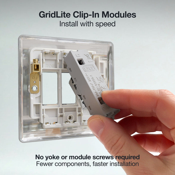 BG GridLite MPC12C 20A SP 2-Way (Centre Off) Switch Module - Polished Chrome