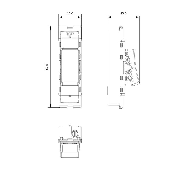 BG GridLite MPC142 20A 2-Way Retractive Switch Module - Polished Chrome