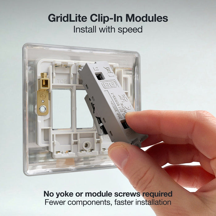 BG GridLite MPC142BELL 20A 2-Way Retractive Switch Module "Bell Symbol" - Polished Chrome