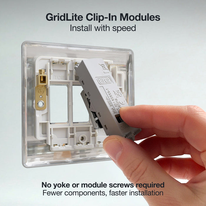 BG GridLite MPC14BELL 20A 1-Way Retractive Switch Module "Bell Symbol" - Polished Chrome