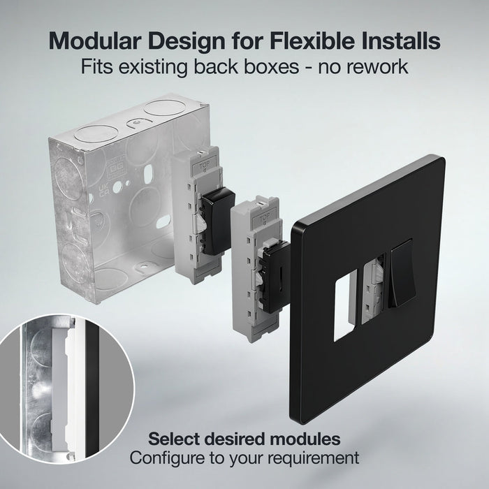 BG GridLite MPCDB12KY Evolve 20A 16AX SP 2-Way Key Switch Module - Black