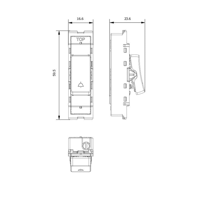 BG GridLite MPCDB142BELL Evolve 20A 2-Way Retractive Switch Module "Bell Symbol" - Black