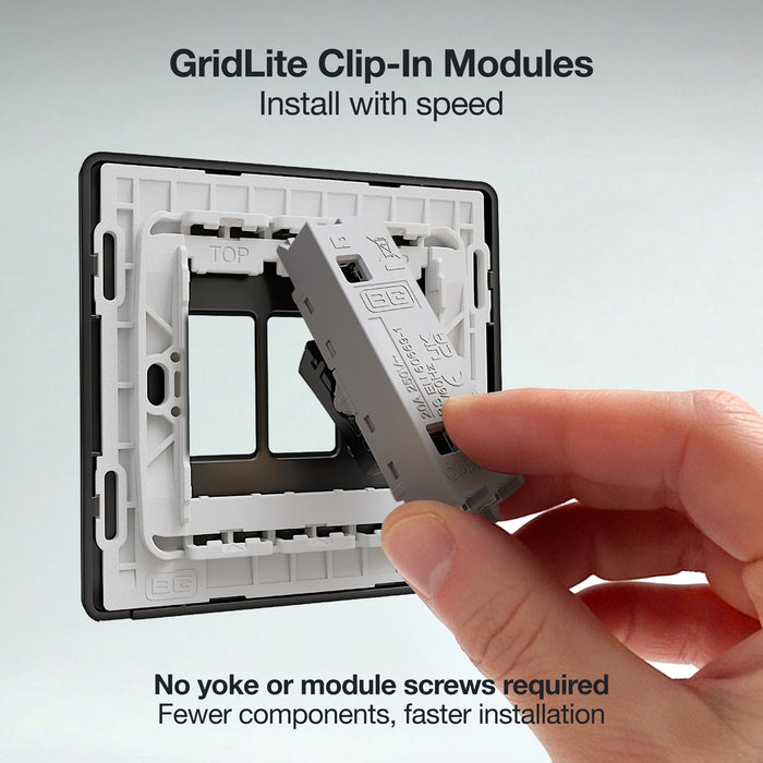 BG GridLite MPCDB142C Evolve 20A SP 2-Way Retractive (Centre Off) Switch Module - Black