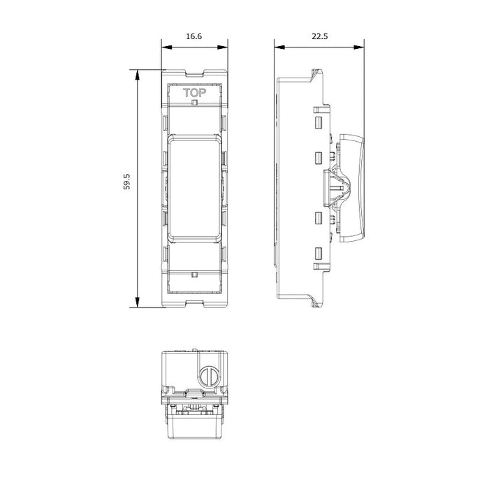 BG GridLite MPCDB142C Evolve 20A SP 2-Way Retractive (Centre Off) Switch Module - Black