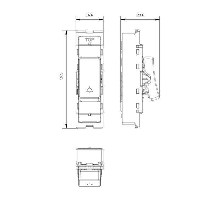 BG GridLite MPCDB14BELL Evolve 20A 1-Way Retractive Switch Module "Bell Symbol" - Black