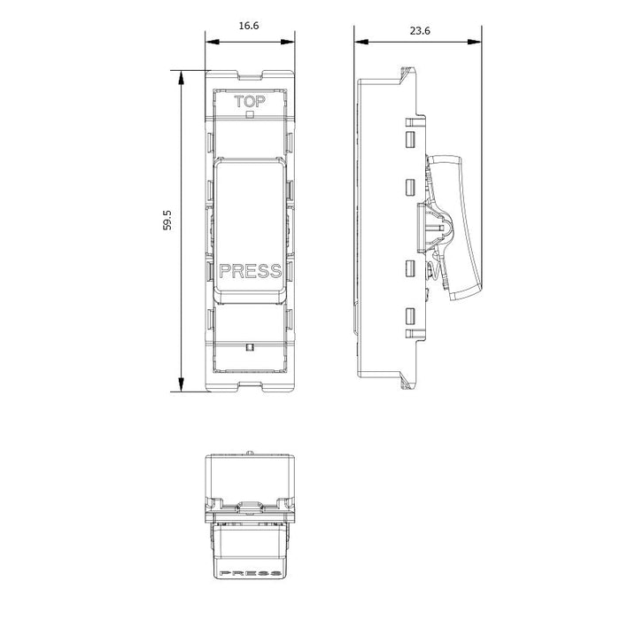 BG GridLite MPCDB14PR Evolve 20A 1-Way Retractive Switch Module "PRESS" - Black