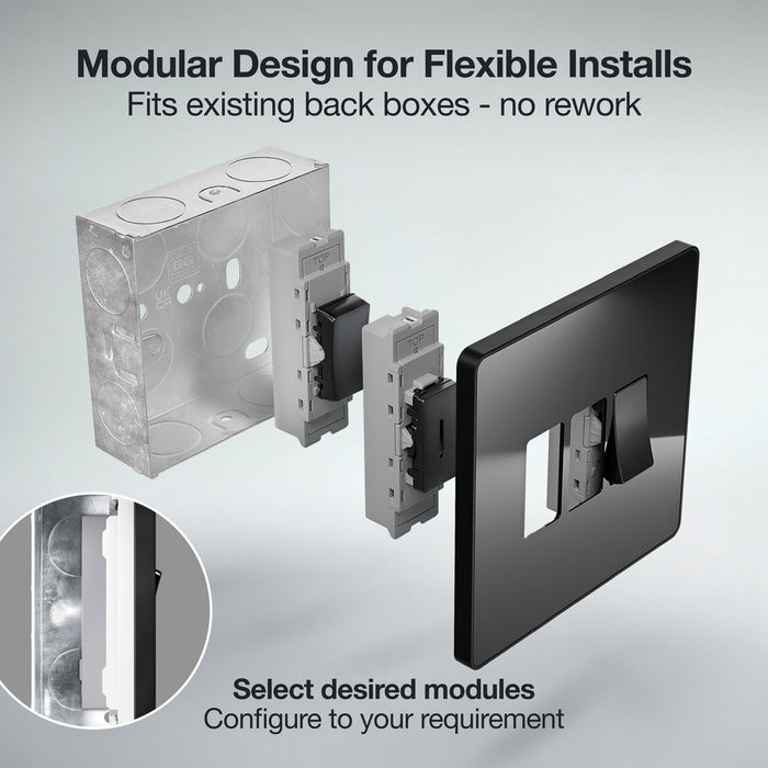 BG GridLite MPCDBC2B Evolve 2G Grid Front Plate - Black Chrome (Black)
