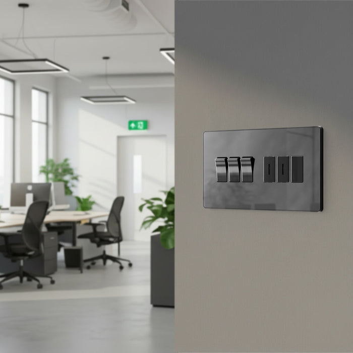 BG GridLite MPCDBC6B Evolve 6G Grid Front Plate - Black Chrome (Black)