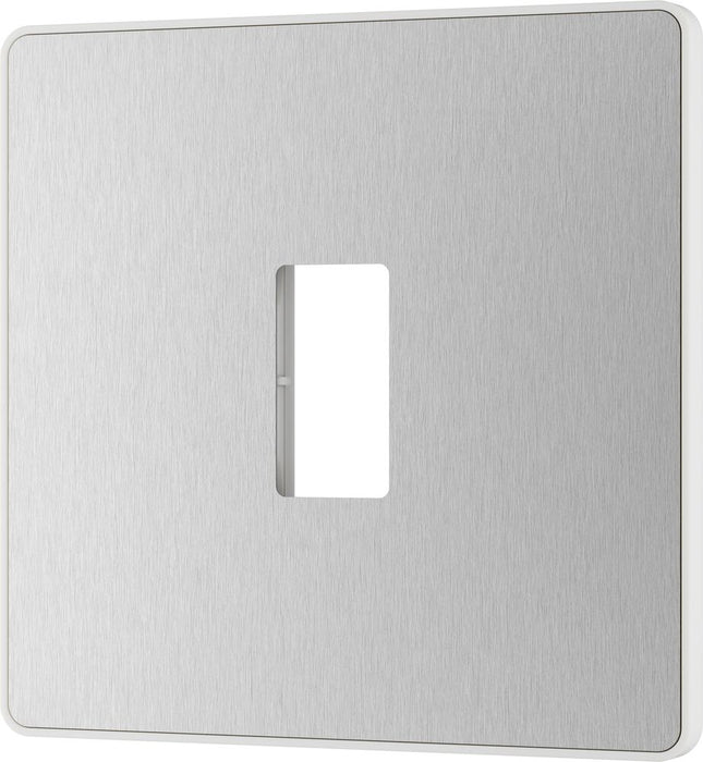 BG GridLite MPCDBS1W Evolve 1G Grid Front Plate - Brushed Steel (White)