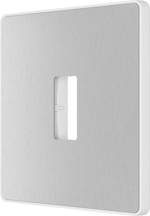 BG GridLite MPCDBS1W Evolve 1G Grid Front Plate - Brushed Steel (White)