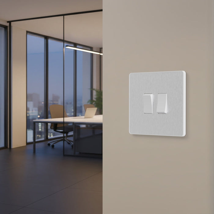 BG GridLite MPCDBS2W Evolve 2G Grid Front Plate - Brushed Steel (White)