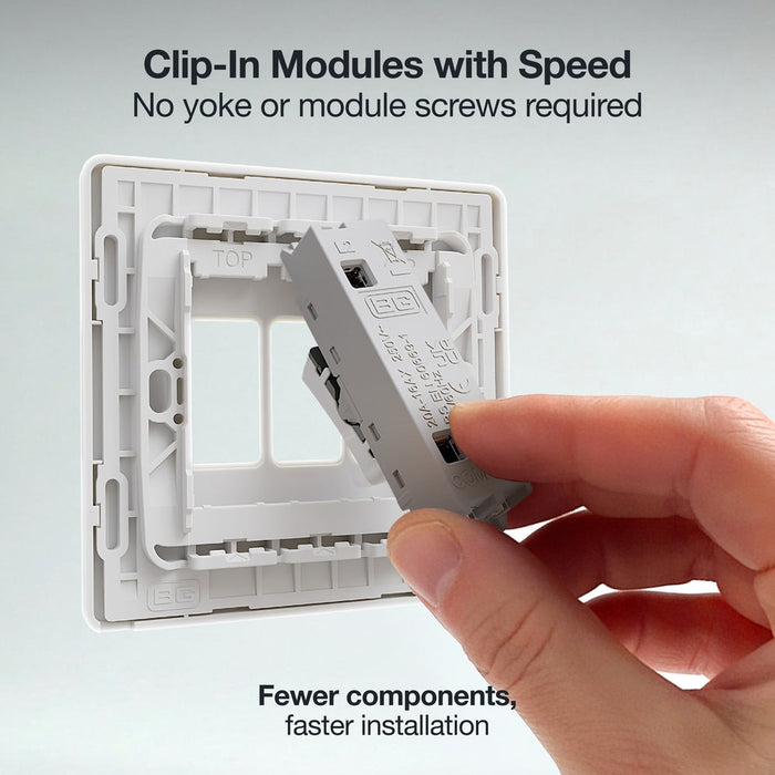 BG GridLite MPCDBS3W Evolve 3G Grid Front Plate - Brushed Steel (White)