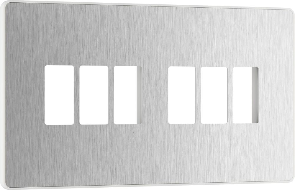 BG GridLite MPCDBS6W Evolve 6G Grid Front Plate - Brushed Steel (White)