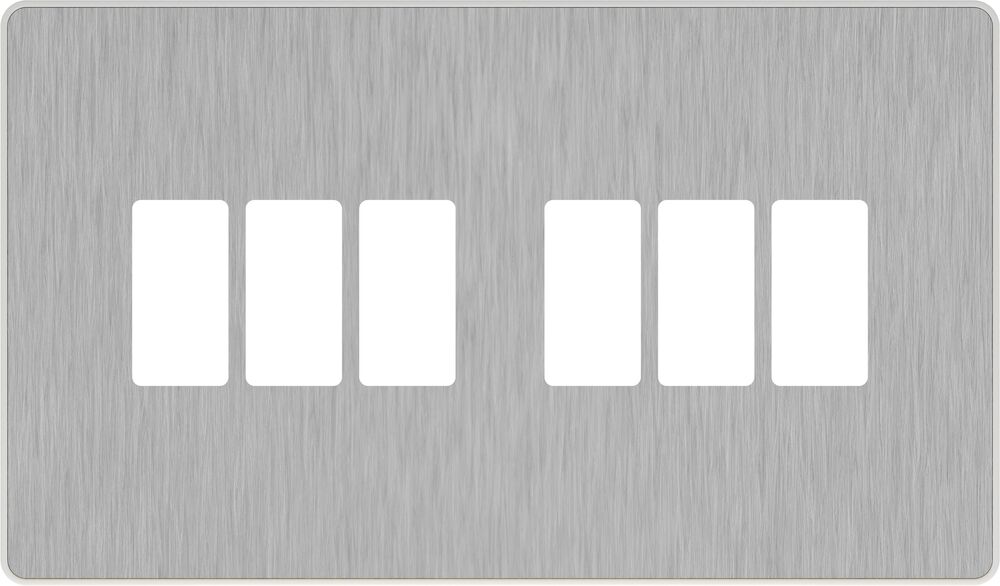 BG GridLite MPCDBS6W Evolve 6G Grid Front Plate - Brushed Steel (White)