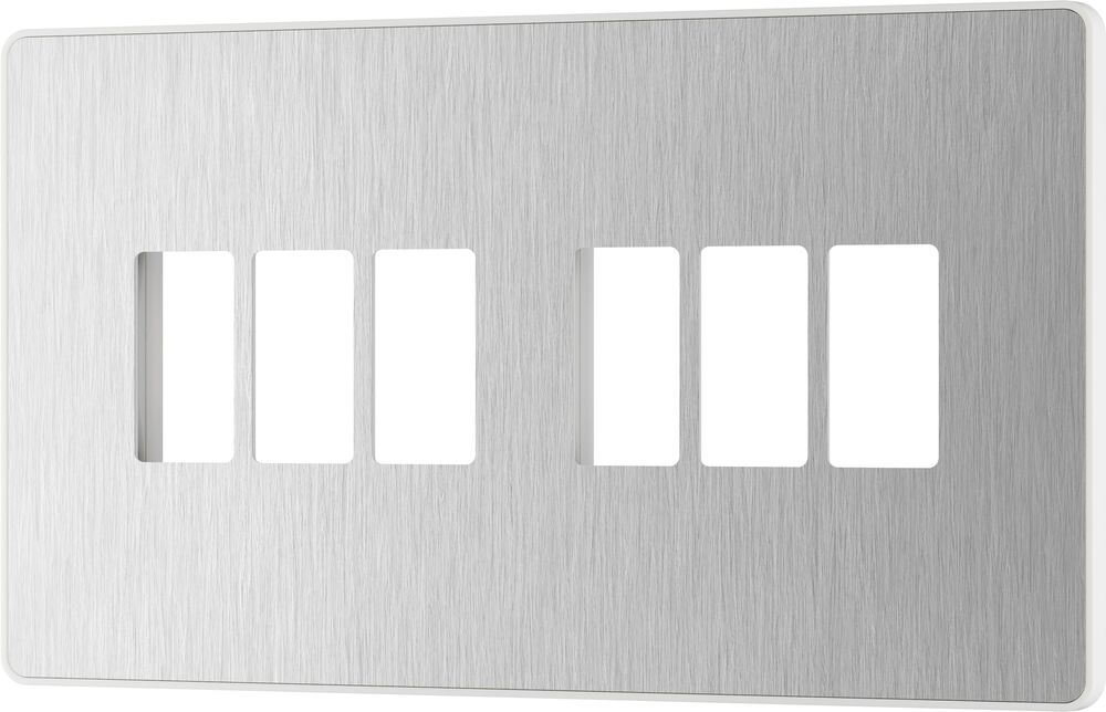BG GridLite MPCDBS6W Evolve 6G Grid Front Plate - Brushed Steel (White)